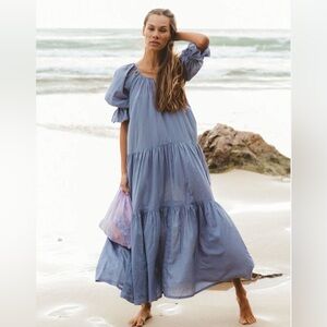 Daughters of India Sahana Maxi Dress Blue Boho XS